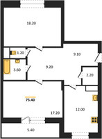 Планировка двухкомнатной(квартира) площадью 75.4 квадратных метров в “ЖК Эдельвейс (Первомайское)”