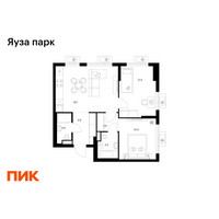 Планировка двухкомнатной(квартира) площадью 56.2 квадратных метров в “ЖК Яуза Парк (Мытищи)”