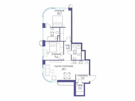 Планировка двухкомнатной(квартира) площадью 81.42 квадратных метров в “ЖК Остров”