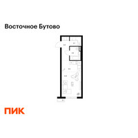 Планировка студии(квартира) площадью 28.6 квадратных метров в “ЖК Восточное Бутово”