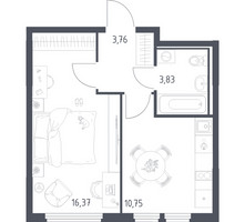 Планировка однокомнатной(квартира) площадью 34.71 квадратных метров в “ЖК Остафьево”