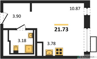 Планировка студии(квартира) площадью 21.73 квадратных метров в “ЖК Пятницкие луга”