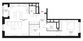Планировка трехкомнатной(квартира) площадью 72.15 квадратных метров в “ЖК Время”