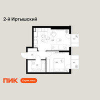 Планировка однокомнатной(квартира) площадью 35.9 квадратных метров в “ЖК 2-й Иртышский”