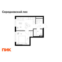 Планировка однокомнатной(квартира) площадью 33.5 квадратных метров в “ЖК Середневский лес”