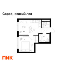 Планировка однокомнатной(квартира) площадью 33.5 квадратных метров в ЖК “ЖК Середневский лес”