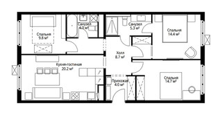 Планировка трехкомнатной(квартира) площадью 81.1 квадратных метров в “ЖК Эко Видное 2.0”