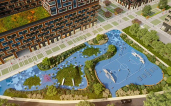 Вид сверху на детскую площадку