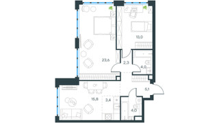 Планировка трехкомнатной(квартира) площадью 71 квадратных метров в “ЖК Левел Южнопортовая”