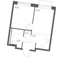 Планировка однокомнатной(квартира) площадью 32.91 квадратных метров в “ЖК Квартал Западный”