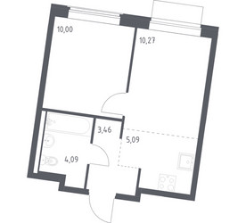 Планировка однокомнатной(квартира) площадью 32.91 квадратных метров в ЖК “ЖК Квартал Западный”