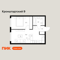 Планировка однокомнатной(квартира) площадью 39.7 квадратных метров в “ЖК Кронштадтский 9”