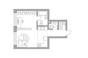 Планировка однокомнатной(квартира) площадью 38.56 квадратных метров в “ЖК Мневники от Гранель”