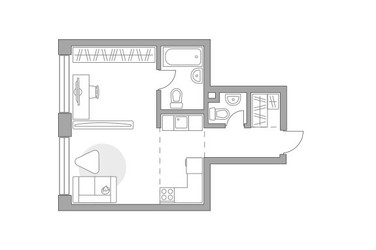 Планировка однокомнатной(квартира) площадью 38.56 квадратных метров в ЖК “ЖК Мневники от Гранель”