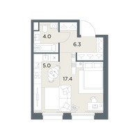 Планировка студии(квартира) площадью 32.7 квадратных метров в “ЖК Станиславский”