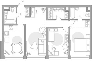 Планировка трехкомнатной(квартира) площадью 82.07 квадратных метров в “ЖК Мневники от Гранель”