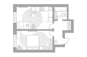 Планировка двухкомнатной(квартира) площадью 39.48 квадратных метров в “ЖК Ильинойс”