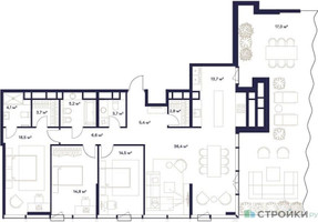 Планировка 4+ комнатной(квартира) площадью 142.4 квадратных метров в “ЖК Союз (СВАО)”