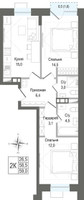 Планировка двухкомнатной(квартира) площадью 58.5 квадратных метров в “ЖК КИНОКВАРТАЛ”