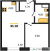 Планировка однокомнатной(квартира) площадью 35.5 квадратных метров в “ЖК Ольховый Квартал”
