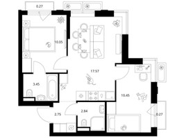 Планировка двухкомнатной(квартира) площадью 47.65 квадратных метров в “ЖК Ильинские луга”