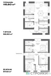 Планировка трехкомнатной(квартира) площадью 115.6 квадратных метров в ЖК “ЖК INHAUS Шолохово”