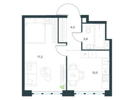 Планировка однокомнатной(квартира) площадью 35.4 квадратных метров в “ЖК Левел Южнопортовая”