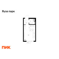 Планировка студии(квартира) площадью 20.9 квадратных метров в “ЖК Яуза Парк (Мытищи)”