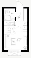 Планировка студии(квартира) площадью 19.8 квадратных метров в “ЖК Томилинский бульвар”