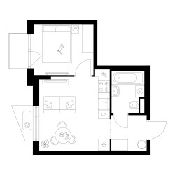 Планировка однокомнатной(квартира) площадью 29.7 квадратных метров в ЖК “ЖК Онежский вал”
