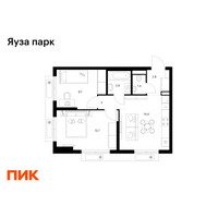 Планировка двухкомнатной(квартира) площадью 45.9 квадратных метров в “ЖК Яуза Парк (Мытищи)”