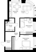 Планировка двухкомнатной(квартира) площадью 63.12 квадратных метров в “ЖК Веер”