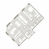 Планировка 4+ комнатной(апартаменты) площадью 120.92 квадратных метров в “ЖК D'ORO MILLE (Доро Милле)”