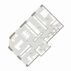 Планировка 4+ комнатной(апартаменты) площадью 120.92 квадратных метров в ЖК “ЖК D'ORO MILLE (Доро Милле)”