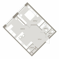 Планировка двухкомнатной(апартаменты) площадью 53.24 квадратных метров в “ЖК D'ORO MILLE (Доро Милле)”