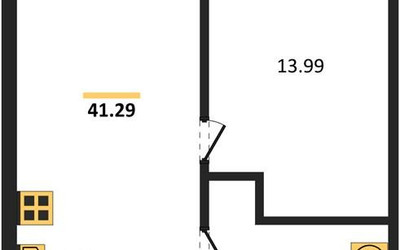 Планировка однокомнатной(квартира) площадью 41.29 квадратных метров в ЖК “ЖК LIFE Варшавская”