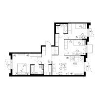 Планировка трехкомнатной(квартира) площадью 82.7 квадратных метров в “ЖК Онежский вал”