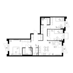 Планировка трехкомнатной(квартира) площадью 82.7 квадратных метров в ЖК “ЖК Онежский вал”