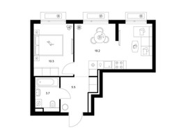 Планировка однокомнатной(квартира) площадью 37.7 квадратных метров в “ЖК Саларьево парк”