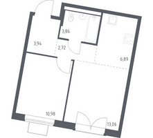 Планировка однокомнатной(квартира) площадью 41.45 квадратных метров в “ЖК Квартал Западный”