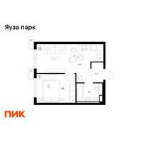 Планировка однокомнатной(квартира) площадью 32.3 квадратных метров в “ЖК Яуза Парк (Мытищи)”