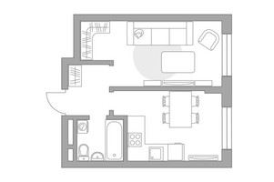 Планировка однокомнатной(квартира) площадью 34.34 квадратных метров в “ЖК Живописный”