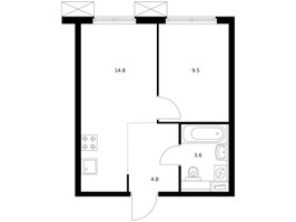 Планировка однокомнатной(квартира) площадью 31.9 квадратных метров в “ЖК Алтуфьевское 53”