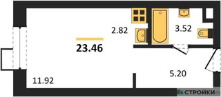 Планировка студии(апартаменты) площадью 23.46 квадратных метров в “ЖК N’ICE LOFT (Найс Лофт)”
