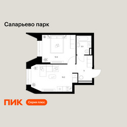 Планировка однокомнатной(квартира) площадью 36.1 квадратных метров в ЖК “ЖК Саларьево парк”