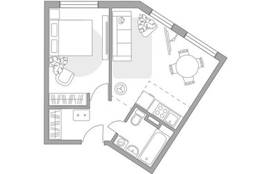 Планировка двухкомнатной(квартира) площадью 39.48 квадратных метров в ЖК “ЖК Аникеевский”