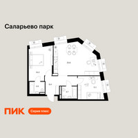 Планировка двухкомнатной(квартира) площадью 66.9 квадратных метров в “ЖК Саларьево парк”