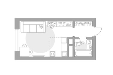 Планировка студии(квартира) площадью 24.4 квадратных метров в ЖК “ЖК Ильинойс”
