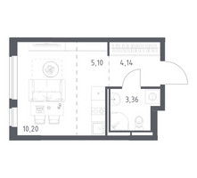 Планировка студии(квартира) площадью 22.8 квадратных метров в “ЖК Мытищи Парк”