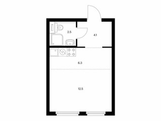 Планировка студии(квартира) площадью 25.4 квадратных метров в ЖК “ЖК Митинский лес”